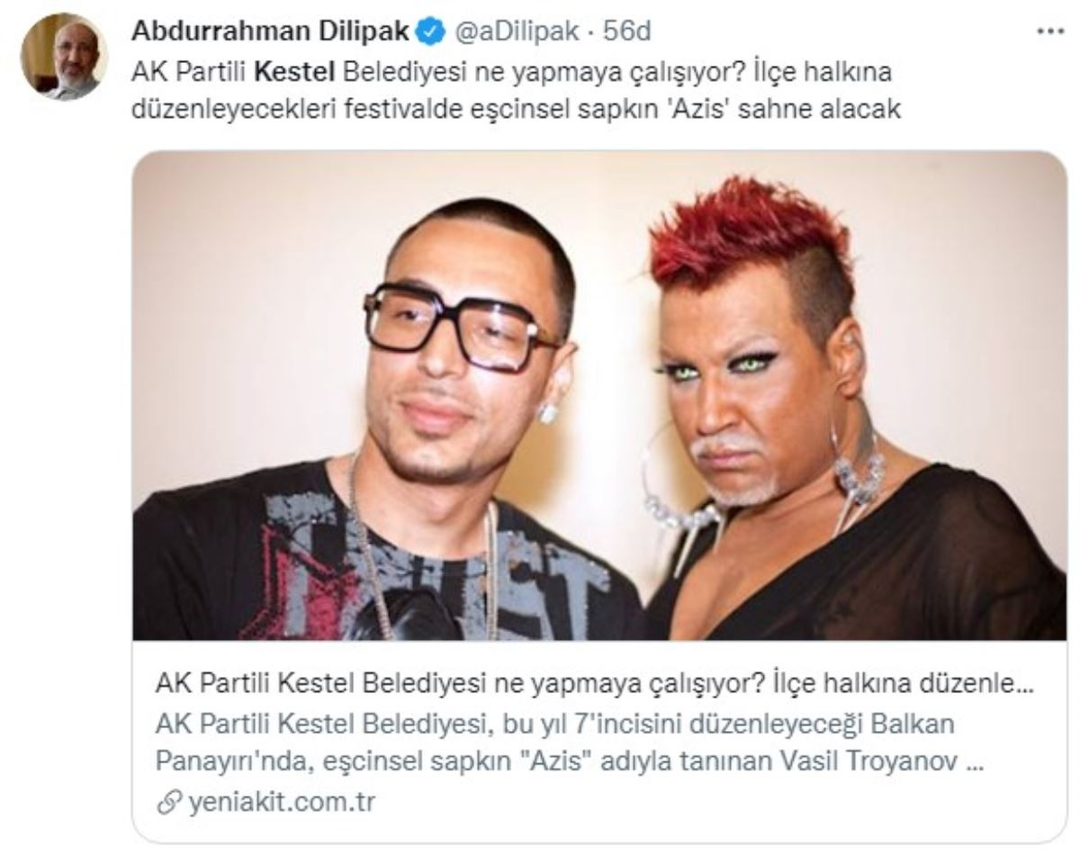 Yobaz Akit'ten AKP'li Belediyeye Şarkıcı Azis Tepkisi: Eşcinsel Sapkın... - Resim: 1