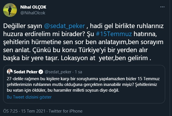 15 Temmuz Şehidinin Annesinden Sedat Peker’e Çağrı - Resim: 1