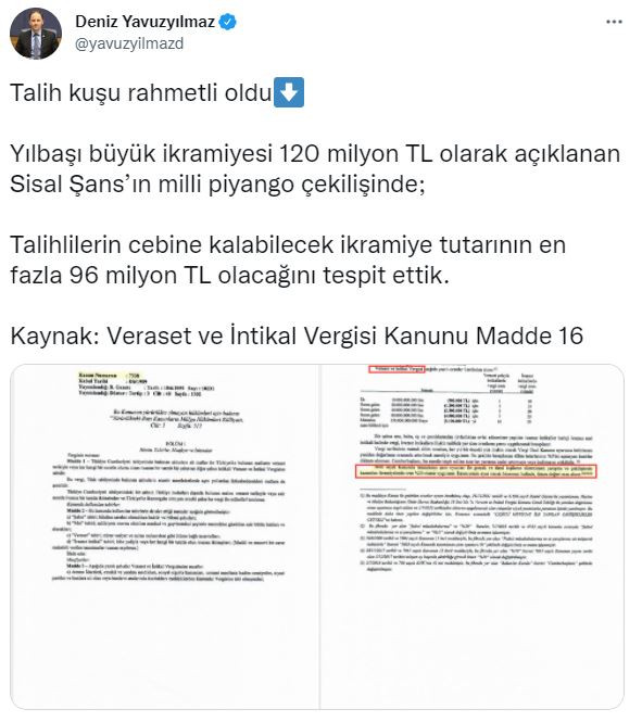 CHP'li Yavuzyılmaz Milli Piyango Skandalını Açıkladı: Talih Kuşu Öldü - Resim: 1