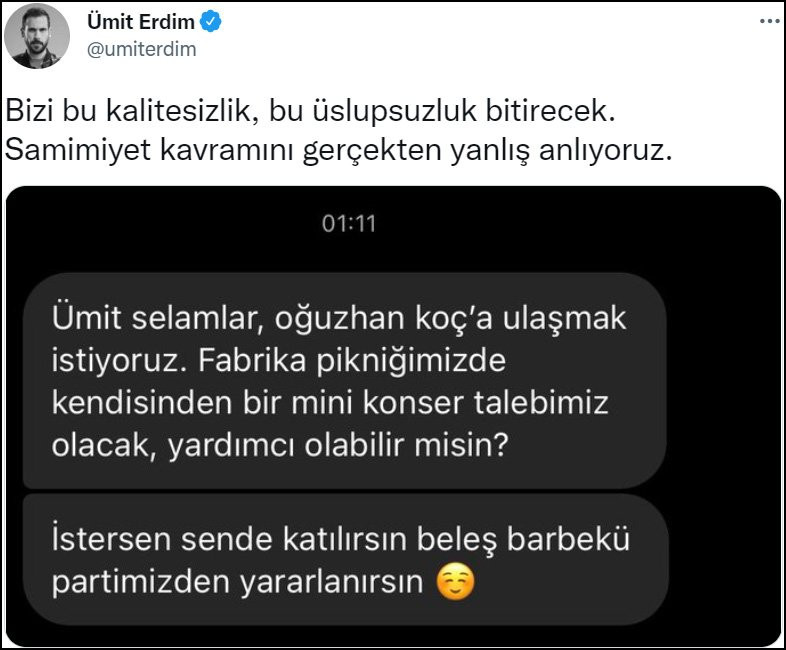 Ümit Erdim'i Sinirlendiren Oğuzhan Koç Mesajı - Resim: 1