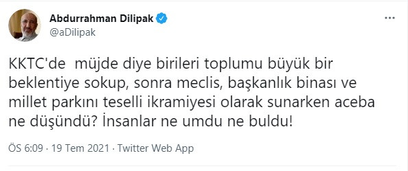 Dilipak'tan Erdoğan'a Kıbrıs Müjdesi Tepkisi: İnsanlar Ne Umdu Ne Buldu! - Resim: 1