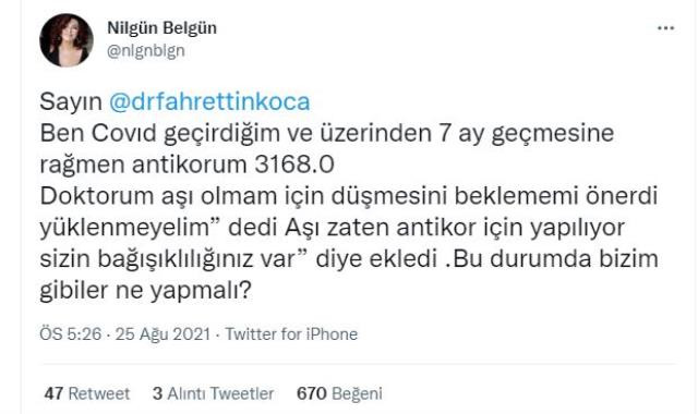 Fahrettin Koca'dan Nilgün Belgün'ün Aşı Sorusuna Yanıt - Resim: 1