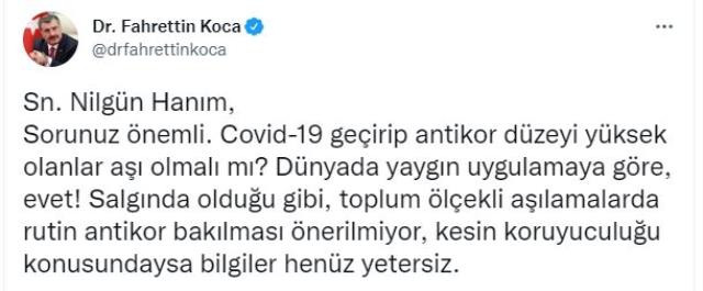Fahrettin Koca'dan Nilgün Belgün'ün Aşı Sorusuna Yanıt - Resim: 2
