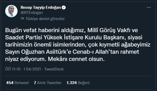 Erdoğan'dan Oğuzhan Asiltürk Mesajı: Değerli Ağabeyimiz - Resim: 1