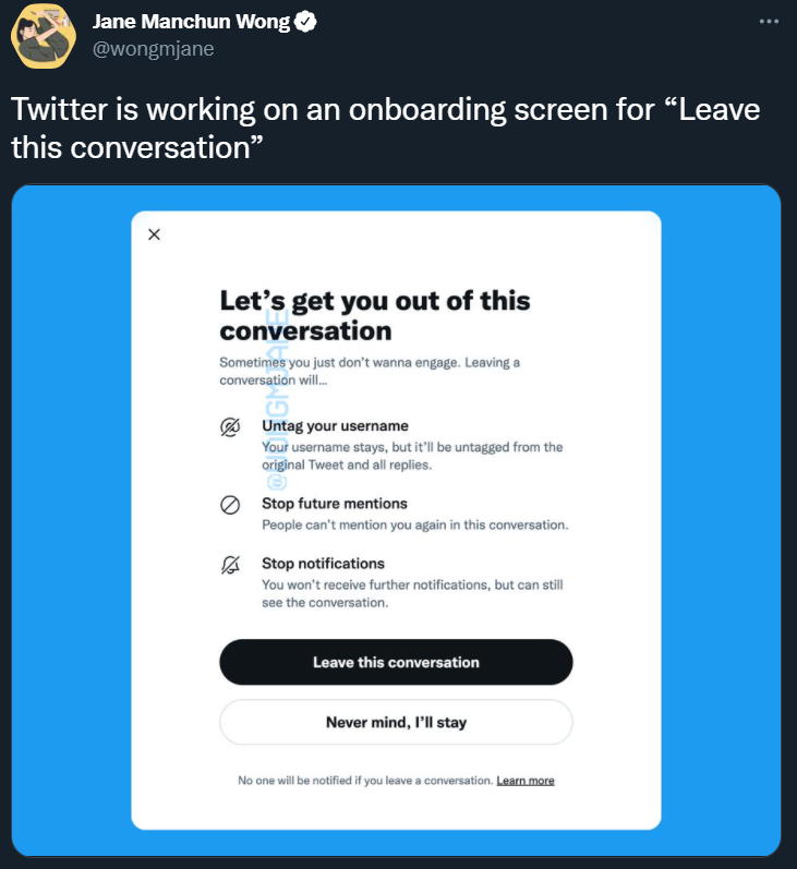 Twitter'dan Yeni Özellik: Bu Sohbeti Bırak - Resim: 1