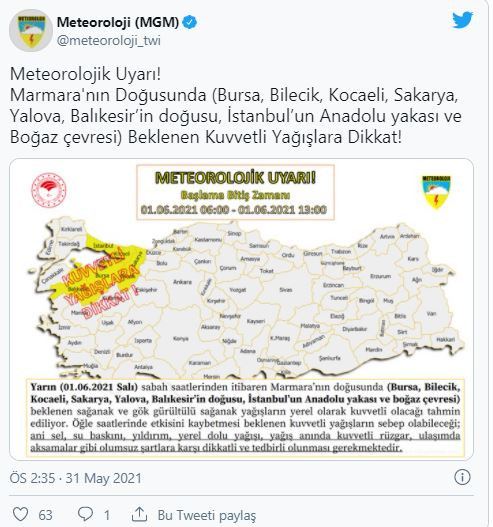 Meteoroloji'den İstanbul'a Sarı Kodlu Uyarı! Kuvvetli Sağanak Yağış.. - Resim: 1