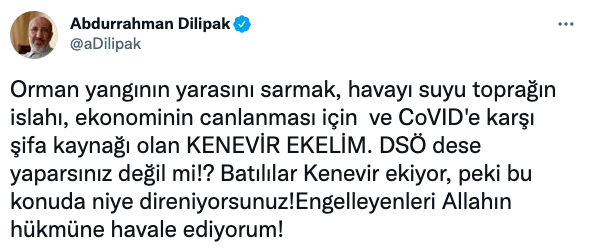 Yani Akit Yazarı Dilipak, Yangının Çözümünü Buldu: Kenevir Ekelim - Resim: 1
