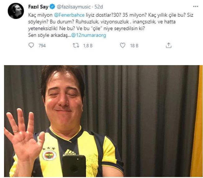 Fazıl Say Fenerbahçe'ye İsyan Etti: İnançsızlık ve Hatta Yeteneksizlik - Resim: 1
