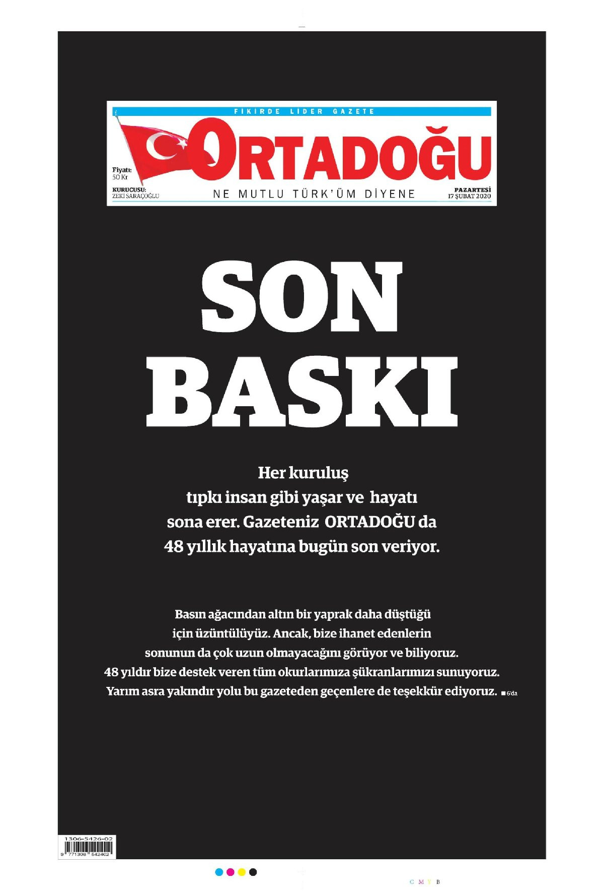 Ortadoğu gazetesi 48 yıllık yayın hayatına son verdi - Resim: 1