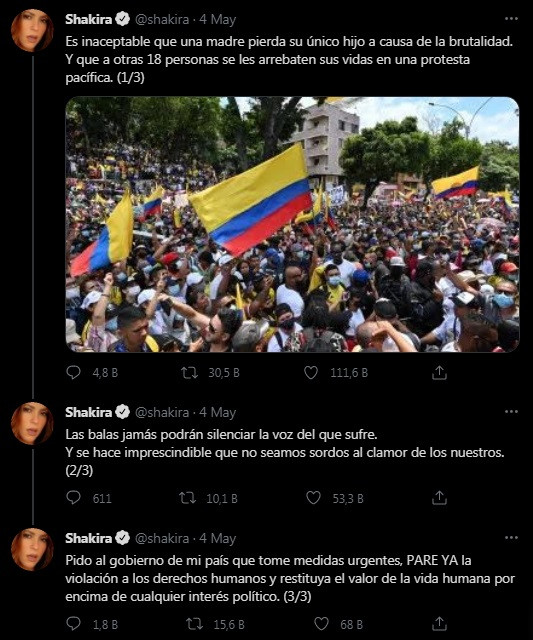 Shakira'dan Kolombiya'ya Destek Mesajı! - Resim: 1