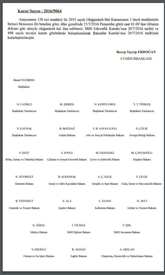 Türkiye'de 3 ay süreyle Olağanüstü Hal ilan edildi! - Resim: 2