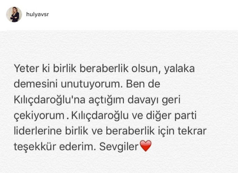Hülya Avşar Kılıçdaroğlu'na açtığı davadan vazgeçti - Resim: 1