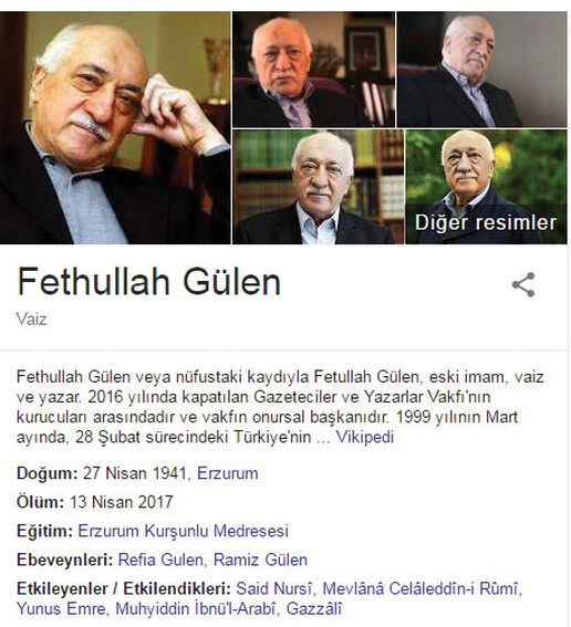 Google Fetullah Gülen'in ölüm tarihini açıkladı - Resim: 1