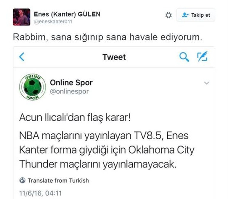 Acun Ilıcalı FETÖ'cü Enes Kanter'in maçlarını yayınlamayacak - Resim: 1