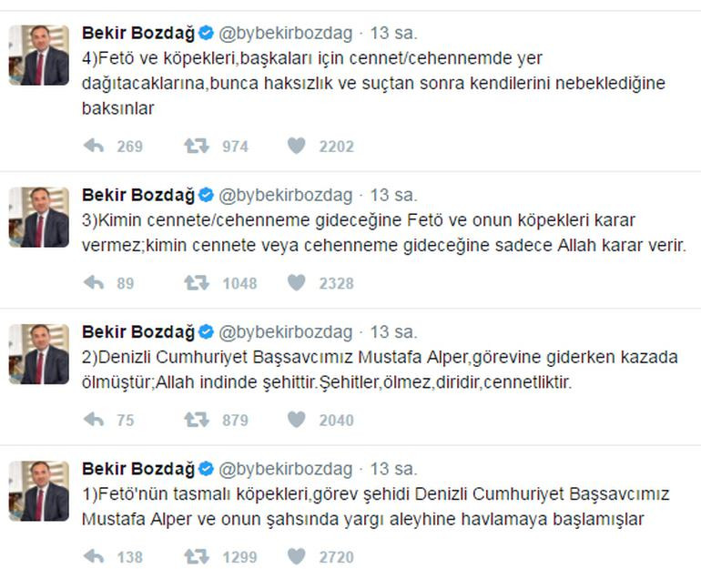 Bekir Bozdağ'dan Emre Uslu'nun Mustafa Alper'le ilgili tweet'lerine tepki: FETÖ'nün tasmalı köpeği.. - Resim: 1
