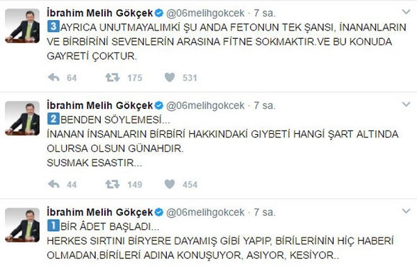Gökçek'ten AKP'lilere dedikodu yapmayın uyarısı - Resim: 1