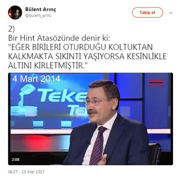 Arınç'tan flaş Gökçek tweet'i: Altını kirletmiştir! - Resim: 1
