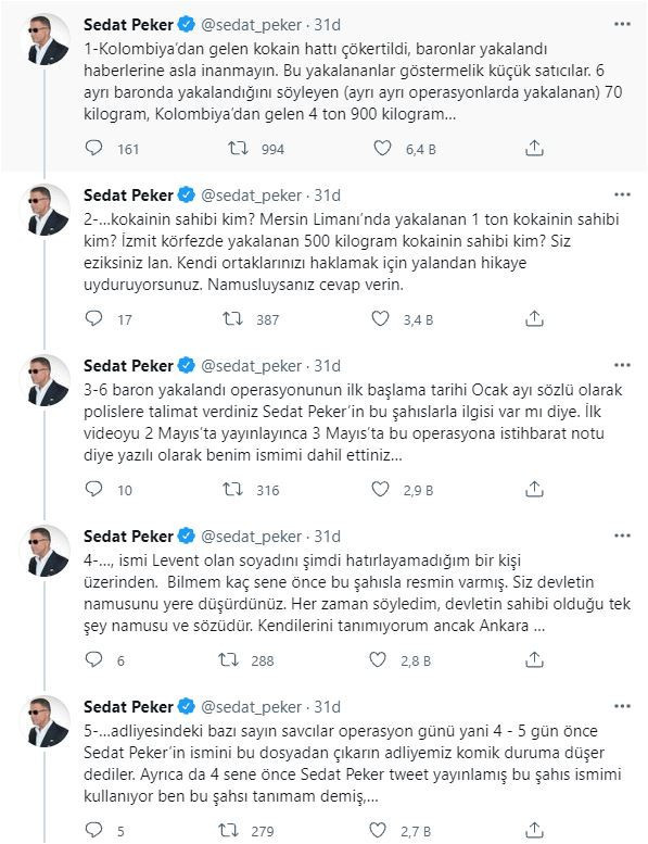 Sedat Peker'den Flaş Uyuşturucu İddiası! Kokain Sahiplerini İşaret Etti - Resim: 1