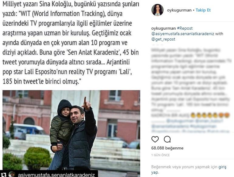 Sen Anlat Karadeniz'in Asiyesi Öykü Gürman o yazıyı paylaştı - Resim: 1