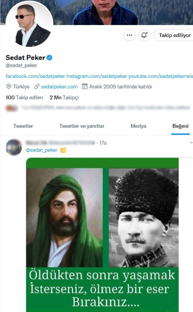 Sedat Peker'den Yeni Hamle: Twitter'da Hangi Paylaşımı Beğendi? - Resim: 1