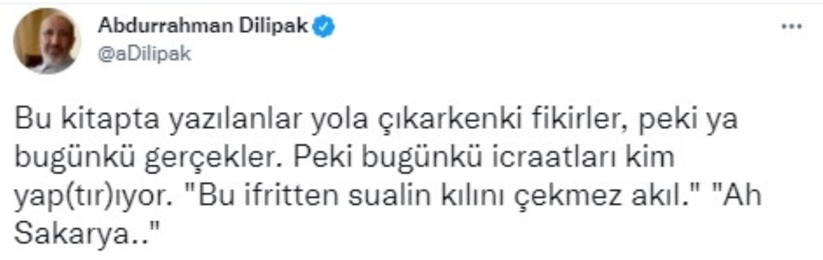 Erdoğan'ın Kitabına İlk Eleştiri Akit Yazarı Dilipak'tan Geldi: Ah Sakarya - Resim: 1