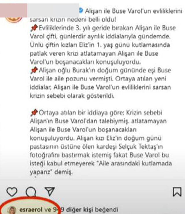 Esra Erol, Alişan ve Buse Varol Ayrıldı Haberini Beğendi - Resim: 1