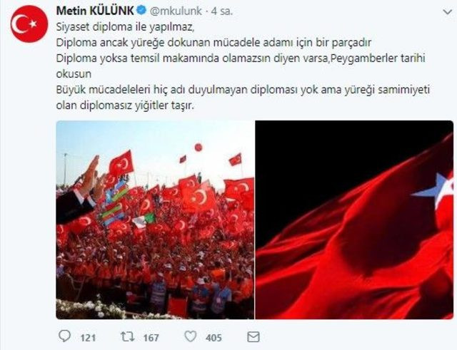 AKP'li Metin Külünk'ten olay paylaşım: Peygamberlerin de diploması yoktu - Resim: 1
