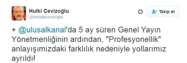 Hulki Cevizoğlu Ulusal Kanal'dan istifa etti! - Resim: 1