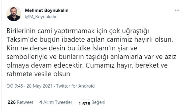 Boynukalın, Taksim'deki Cami Açılışından Önce Ortaya Çıktı - Resim: 1