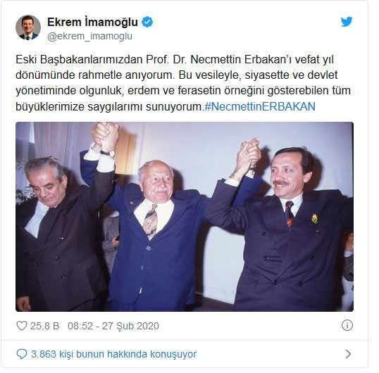 İmamoğlu’nun Erdoğanlı Erbakan paylaşımı olay yarattı - Resim: 1