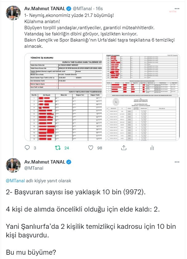 CHP'li Tanal Paylaştı: 6 Kişilik Temizlik İşçisi İlanına 10 Bin Başvuru - Resim: 1