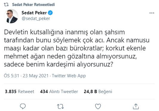 Sedat Peker: Neden Sadece Benim Kardeşimi Gözaltına Alıyorsunız? - Resim: 1
