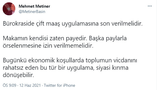 AKP'li Metiner'den Çift Maaş Sitemi: Bu Uygulamaya Son Verilmeli - Resim: 1