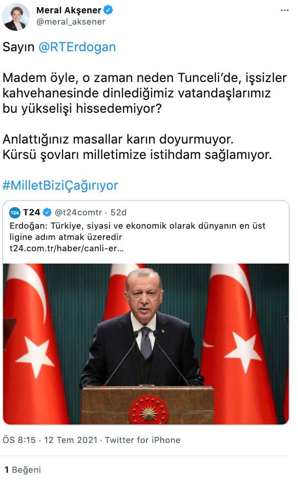 Akşener'den Erdoğan'a: Kürsü Şovları İstihdam Sağlamıyor - Resim: 1