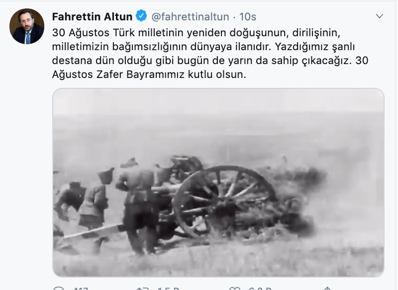 Fahrettin Altun’un 30 Ağustos Mesajında Atatürk’e yer yok - Resim: 1