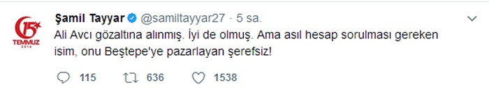 Şamil Tayyar: Asıl hesap sorulması gereken Ali Avcı'yı Beştepe’ye pazarlayan şerefsiz! - Resim: 1