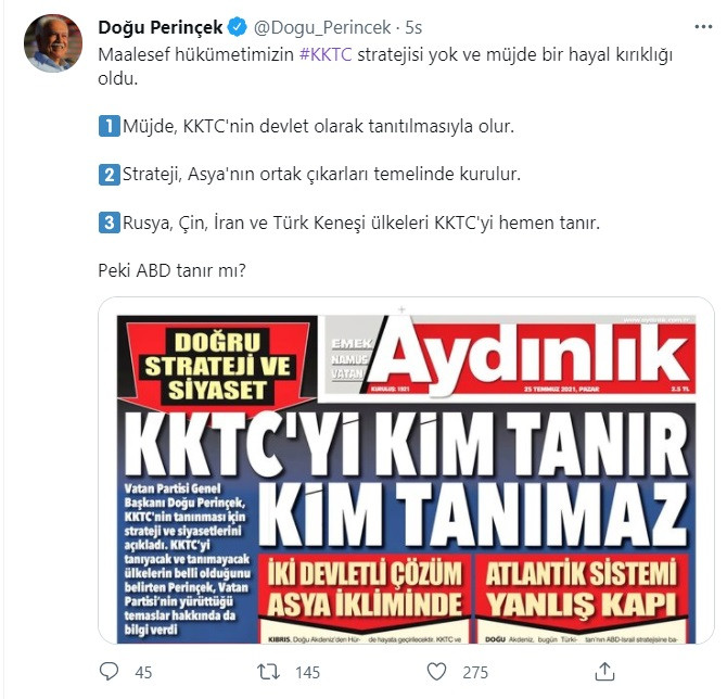 Perinçek: Kıbrıs Müjdesi Hayal Kırıklığı Oldu - Resim: 1