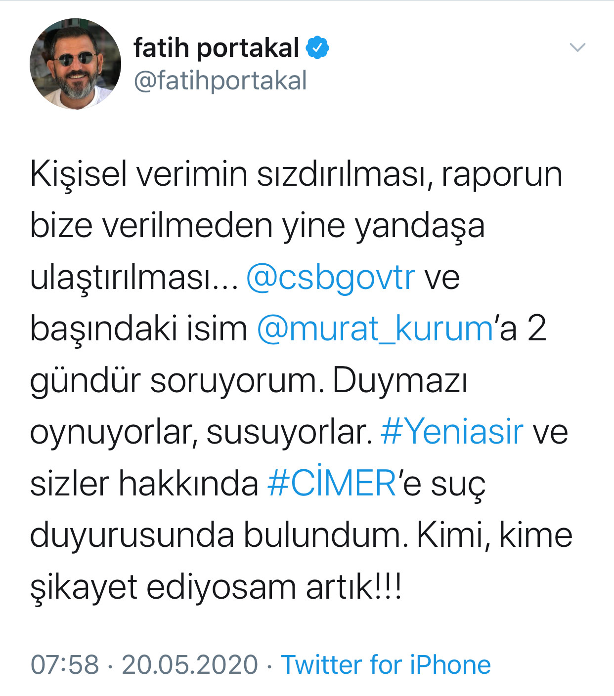 Fatih Portakal’dan Murat Kurum ve Yeni Asır hakkında CİMER’e suç duyurusu - Resim: 1