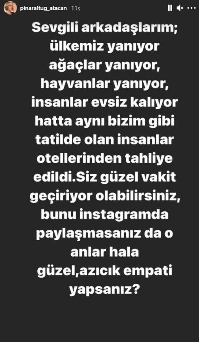 Pınar Altuğ Yangınlar Sonrası Tatil Paylaşımı Yapanlara Ateş Püskürdü - Resim: 1