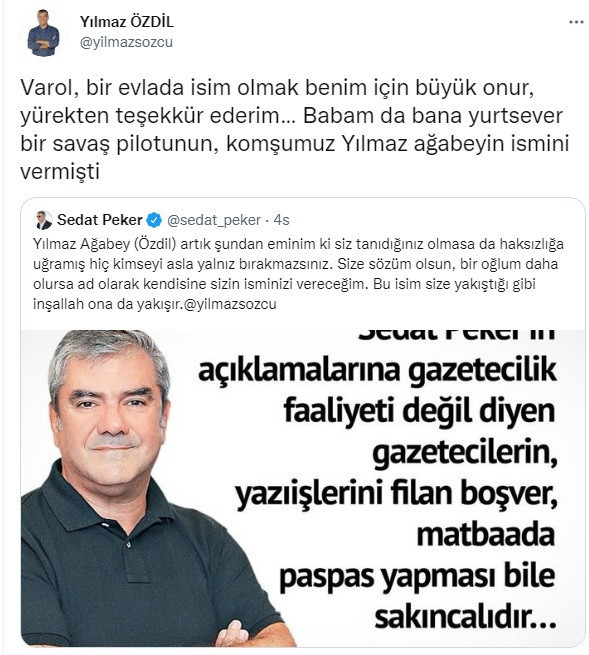 Yılmaz Özdil, Sedat Peker'e Teşekkür Etti: Benim için Büyük Onur - Resim: 1