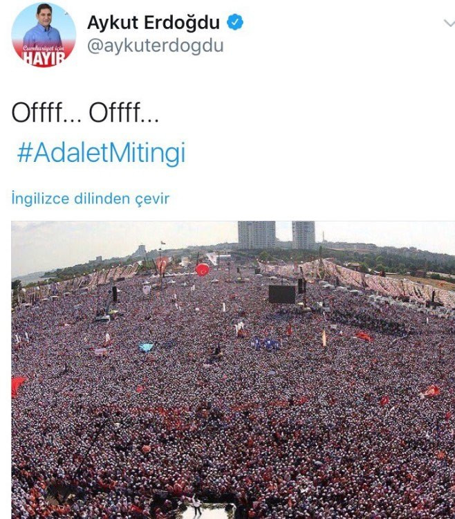 CHP'li Aykut Erdoğdu, Maltepe diye AK Parti mitingini paylaştı! - Resim: 1