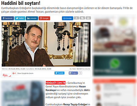 Akit'ten Ahmet Tezcan'a: Haddini bil soytarı! - Resim: 2