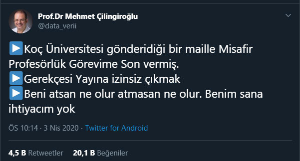 Mehmet Çilingiroğlu canlı yayında açıkladı: Koç Üniversitesi beni atmış - Resim: 1