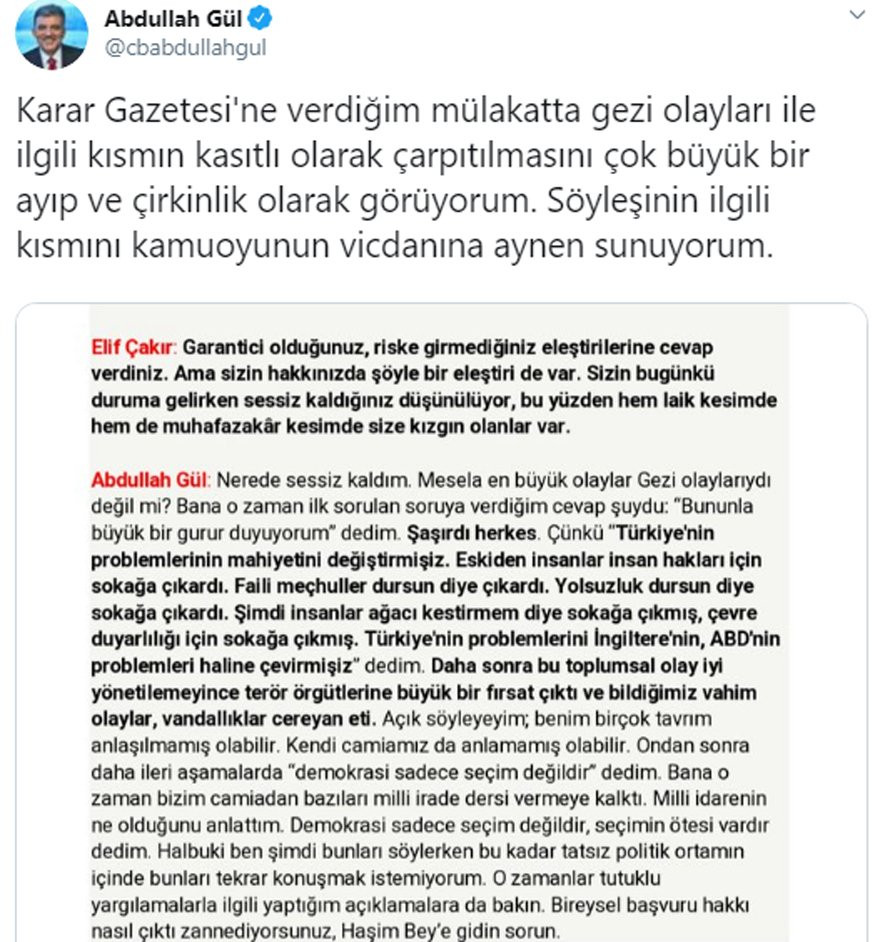 Abdullah Gül’den Bakan Soylu’ya Gezi olayları yanıtı - Resim: 2