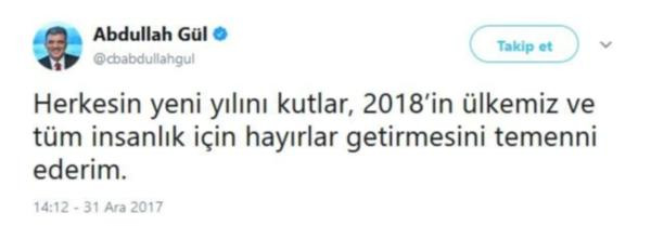 Erdoğan'ın hedefindeki Abdullah Gül'den yeni yıl mesajı - Resim: 1