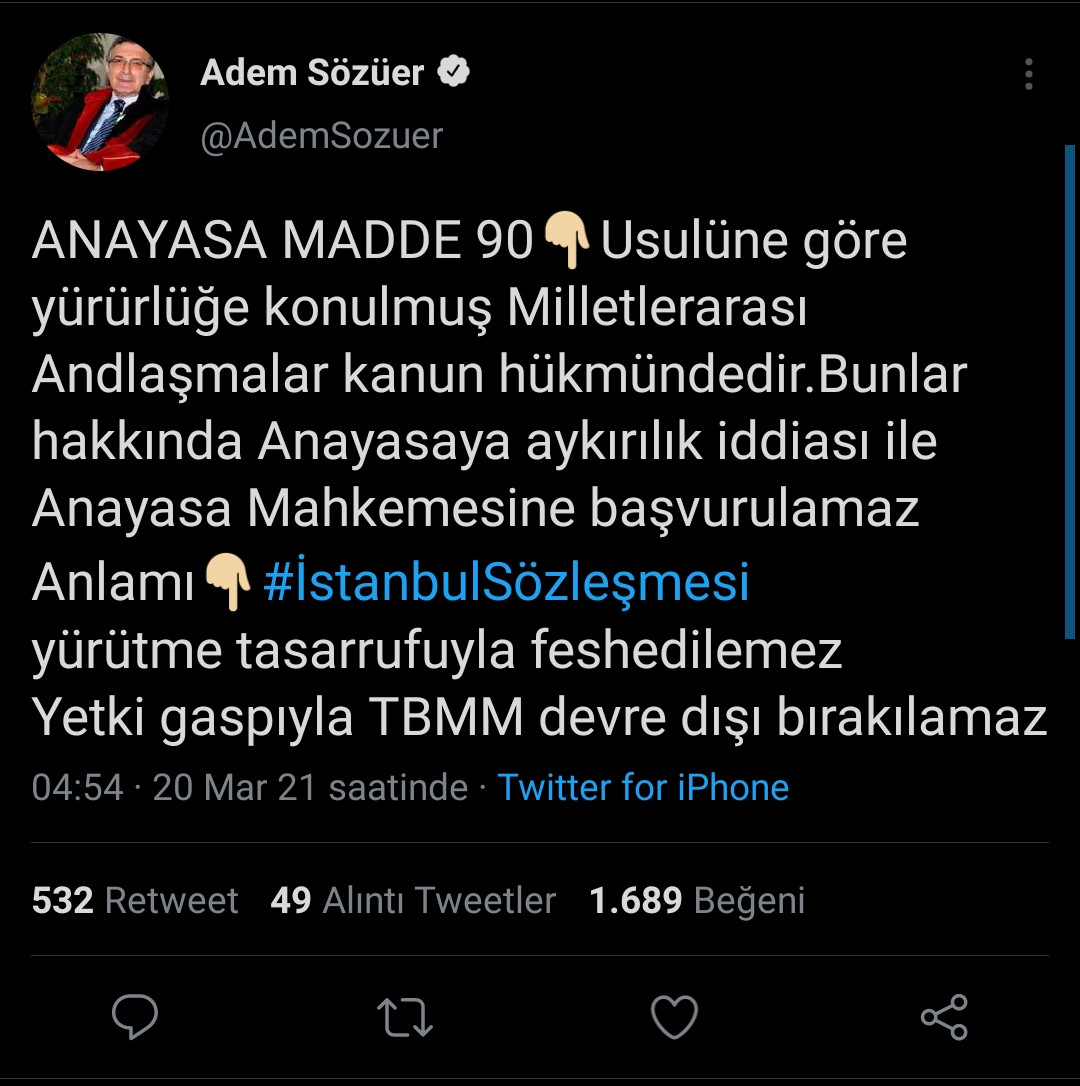 Erdoğan’ın İstanbul Sözleşmesi’ni Tek Başına İptal Etme Yetkisi Var mı? - Resim: 1