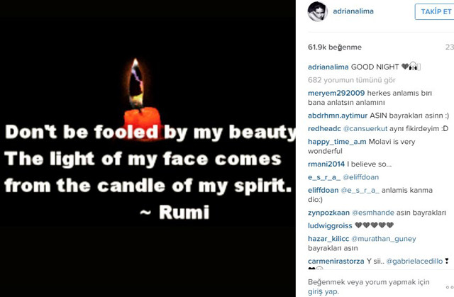 Adriana Lima 14 Şubat'ı Mevlana ile kutladı - Resim: 1