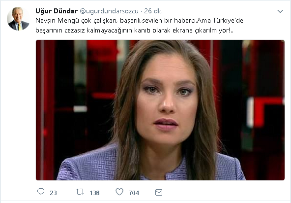 Uğur Dündar'dan Nevşin Mengü'ye destek mesajı! - Resim: 1