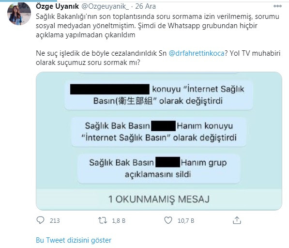 Fahrettin Koca'ya soru sormasına izin verilmeyen muhabire yeni yasak - Resim: 1