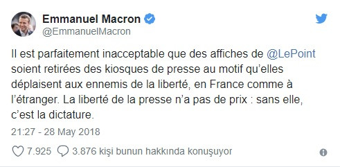 Diktatör kapağına tehdit! Macron dergiye destek verdi - Resim: 1